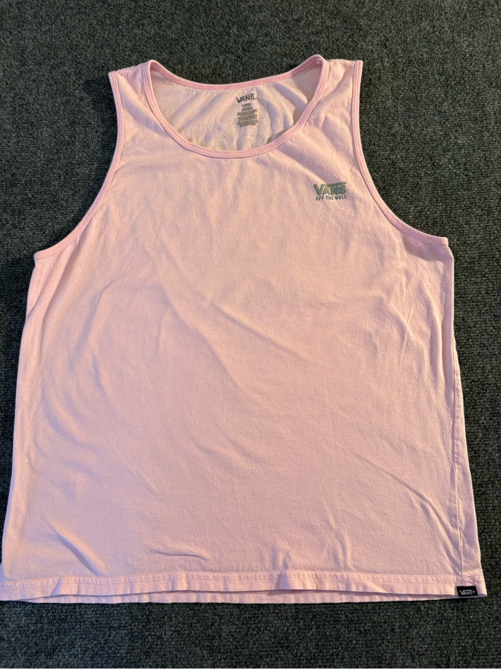 Vans Men’s Large Pink Palm Tree Graphic Tank Top Off The Wall Skate Surf